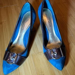 Teal and brown Antonio Melani classic pumps